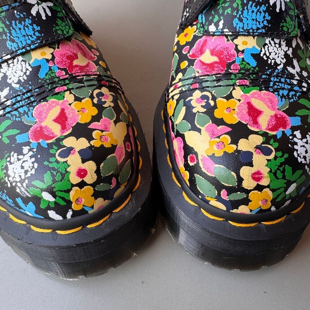 Dr. Martens Sinclair Floral Mashup Boots Womens 9US/41EU Black Leather Platform - Picture 12 of 15